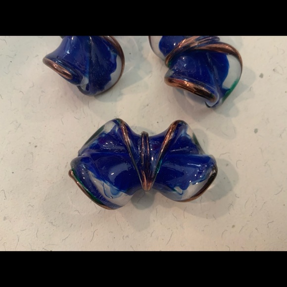 - 3 artisan made lamp work large glass pendants/beads - Picture 1 of 5